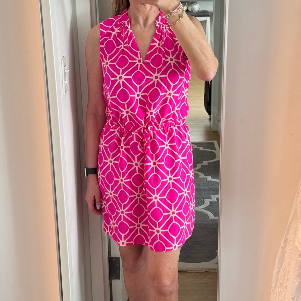 Pink and White Silk mini dress, size S